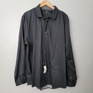 Tahari Regular Fit Stretch Black Button Up Shirt NEW Mens XXL Office Career Prep